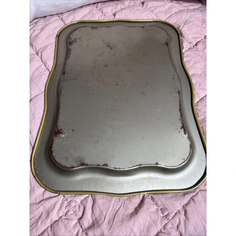 Vintage Black Metal Tray Colorful Roses Floral Table Sitter Or Mount To Wall